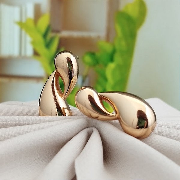 Brinco Gota Dupla Liso - Semijoia 18k - BR981-11130