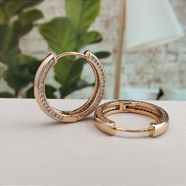 Argola Cravejada 24mm - Semijoia 18k - BR984-21240
