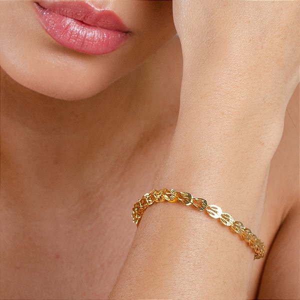 Pulseira Elos Trabalhados - Semijoia 18k - MP790-16170