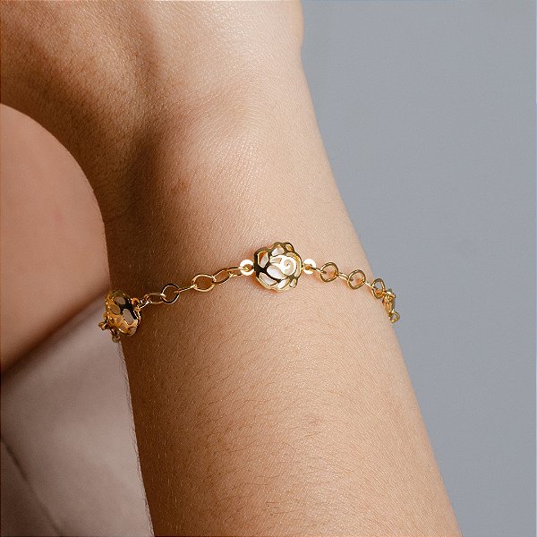 Pulseira Flores C/ Madrepérola - Semijoia 18k - MP787-11130