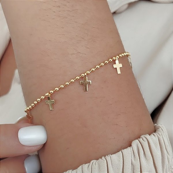 Pulseira Cruz Lisa -  Semijoia 18k - MP894-08110