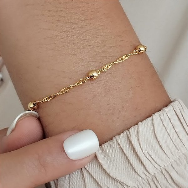 Pulseira Bolinhas Singapura - Semijoia 18k - MP893-07120