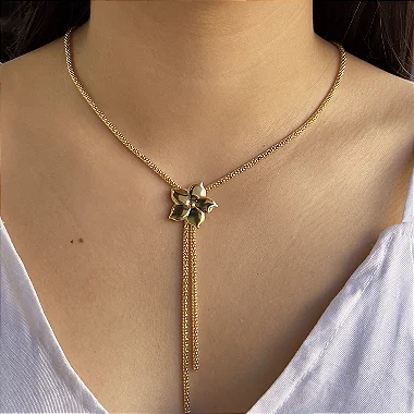 Gargantilha Pipoca C/ Flor - Semijoia 18k - MG440-18260