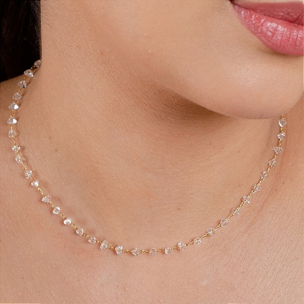 Gargantilha Choker Com Cristais - Semijoia 18k - MG447-12150