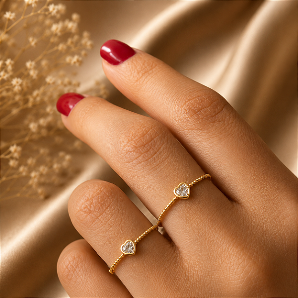 Anel Ponto de Luz Coração - Semijoia 18k - MA324-09136