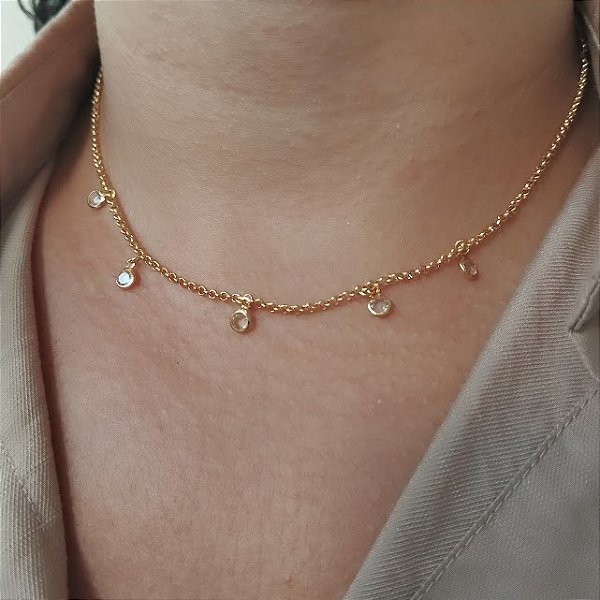 Gargantilha Choker Ponto de Luz - Semijoia 18k - MG529-11130