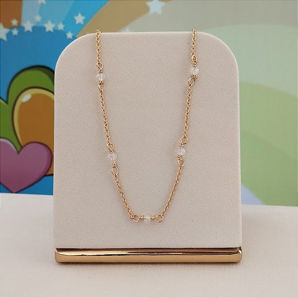 Gargantilha Infantil Com Pedra Natural - Semijoia 18k - MG501-10100