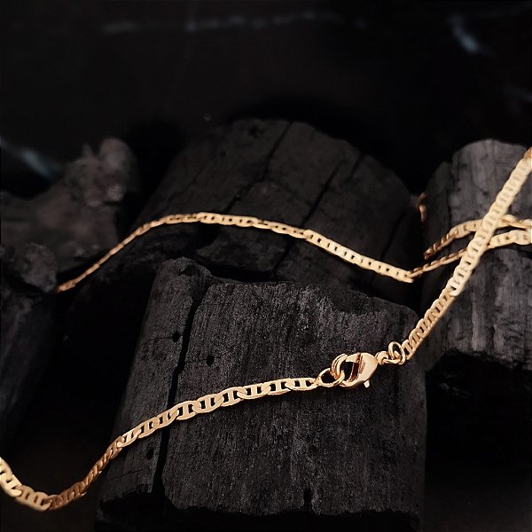 Corrente Masculina Tampa de Latinha - 70cm - 3mm - Semijoia 18k - MG571-26340