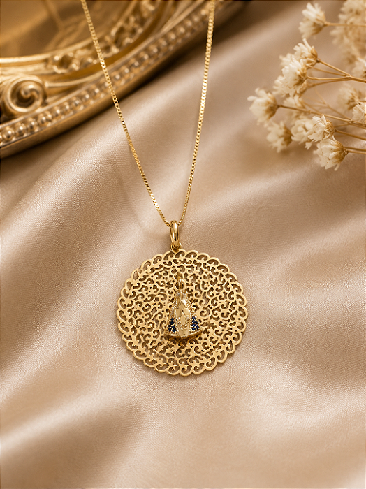 Gargantilha Mandala N.Sra Aparecida - Semijoia 18k - MG508