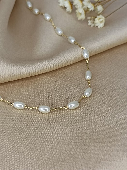 Gargantilha Choker Pérola - Semijoia 18k - MG558-10170