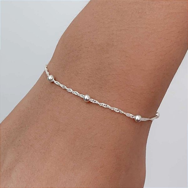 Pulseira Com Bolinhas - Prata 925 - MP914-1378