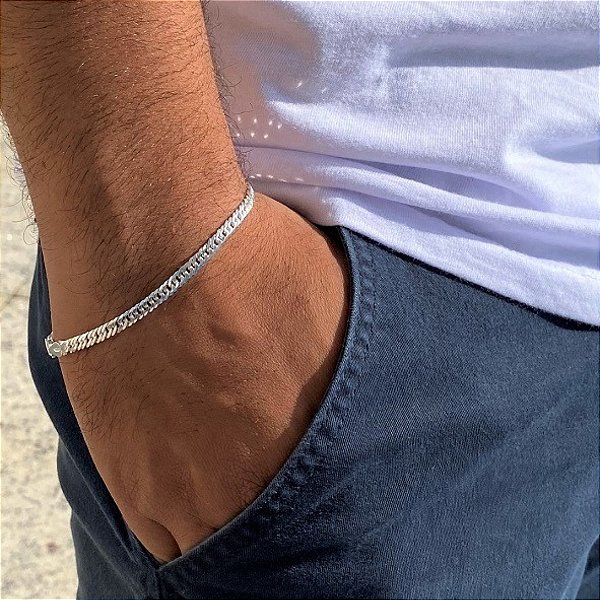 Pulseira Masculina Grumet Elo Duplo - 4mm - Prata 925 - MP920-42250