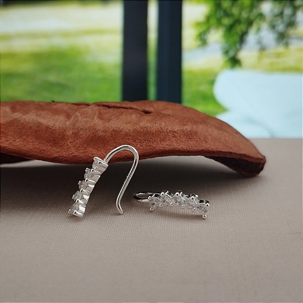 Brinco Ear Cuff Com Zircônias - Prata 925 - B190-1378
