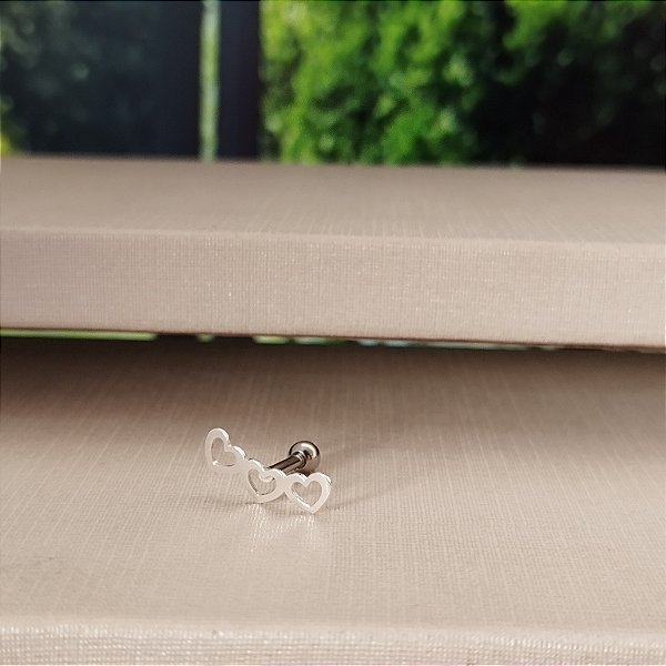 Piercing Corações Vazado - (Unidade) - Prata 925 - B231-742