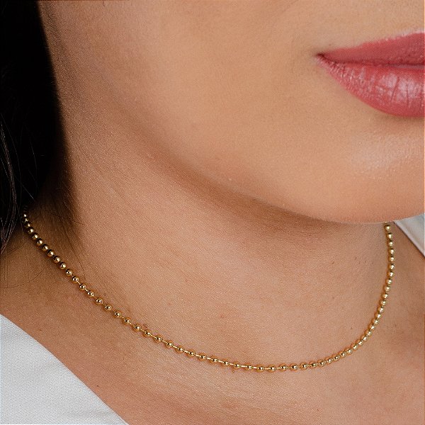 Gargantilha Choker Bolinhas - Semijoia 18k - Antialérgica
