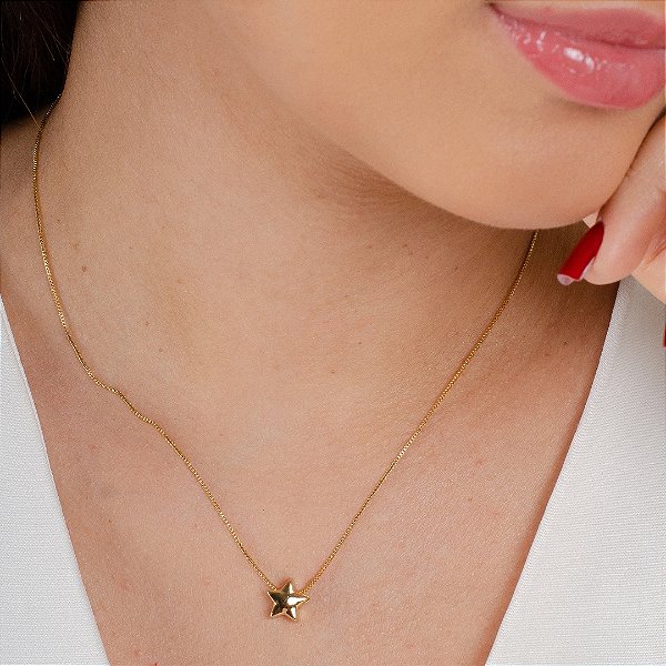 Gargantilha c/ Pingente Coração - Semijoia 18k - Antialérgica