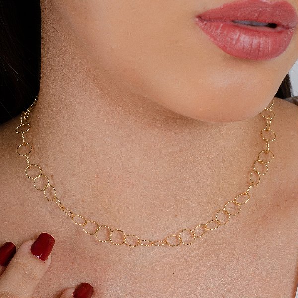 Gargantilha Choker Diamantada - Semijoia 18k - Antialérgica