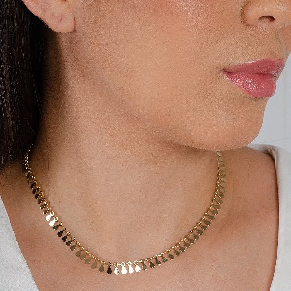 Gargantilha Choker em Gotas - Semijoia 18k - Antialérgica