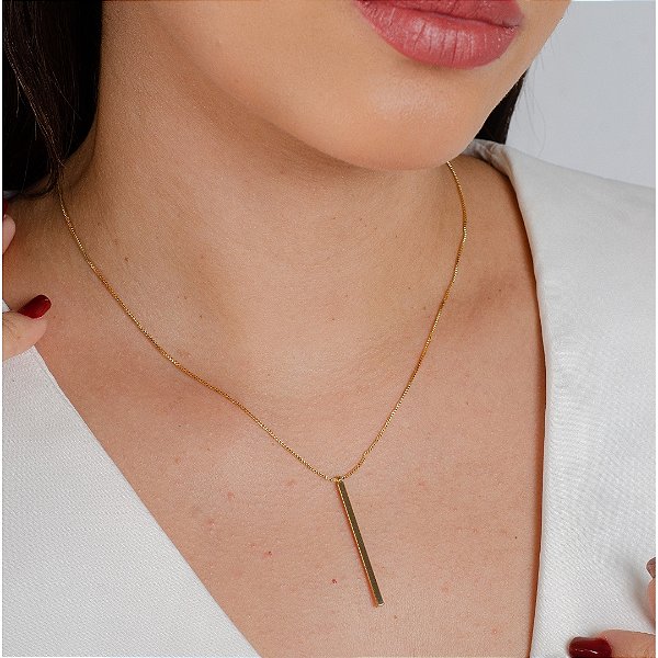 Gargantilha Pingente Palito- Semijoia 18k  - Antialérgica