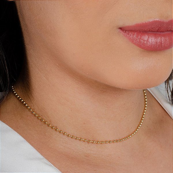 Gargantilha Bolinhas - Semijoia 18k - Antialérgica