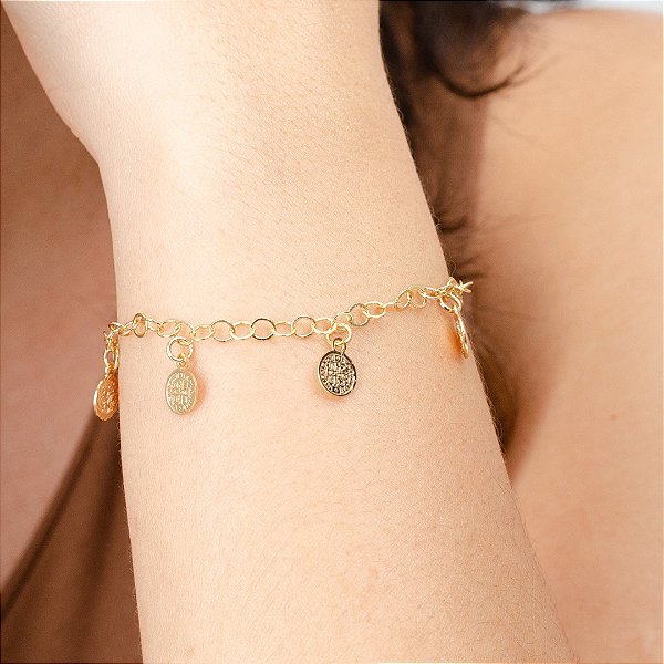 Pulseira Medalhas de São Bento - Semijoias 18k - MP990-15180