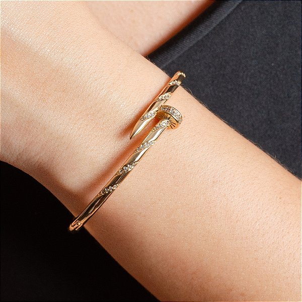 Bracelete Prego Cravejado- Semijoias 18k - P12-35380