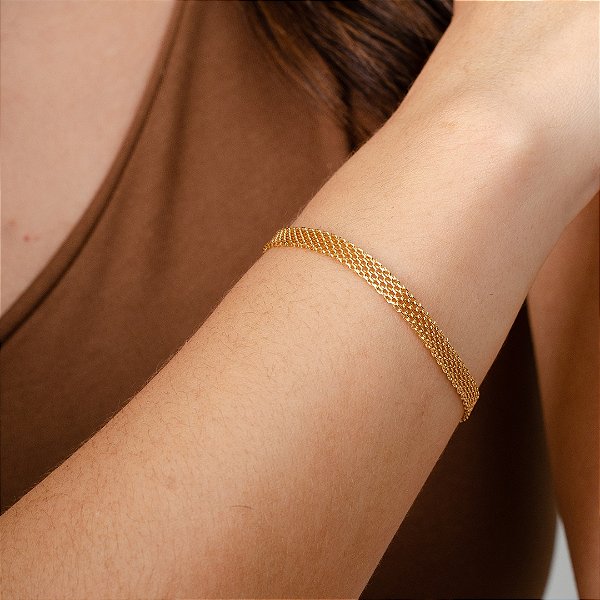 Pulseira Esteira  5mm- Semijoias 18k - P40-17190