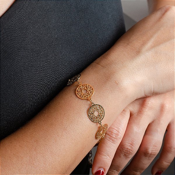 Pulseira Mandalas 21mm - Semijoias 18k - P49-16180