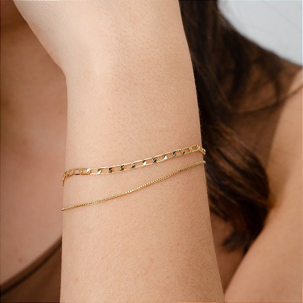 Pulseira Dupla Feminina  -  Semijoas 18k - P60-10160