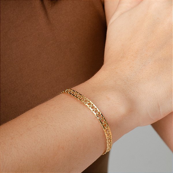 Pulseira Trabalhada Estruturada - Semijoias 18k - P65-19210