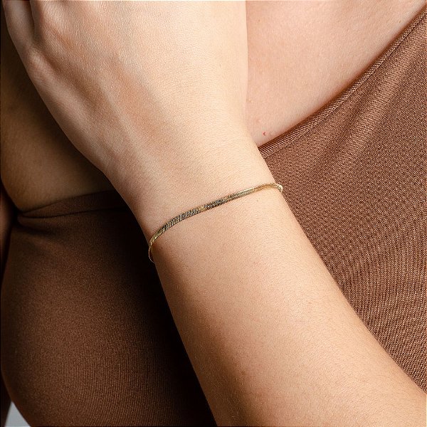 Pulseira Laminada 3mm - Semijoias 18k - P74-09140