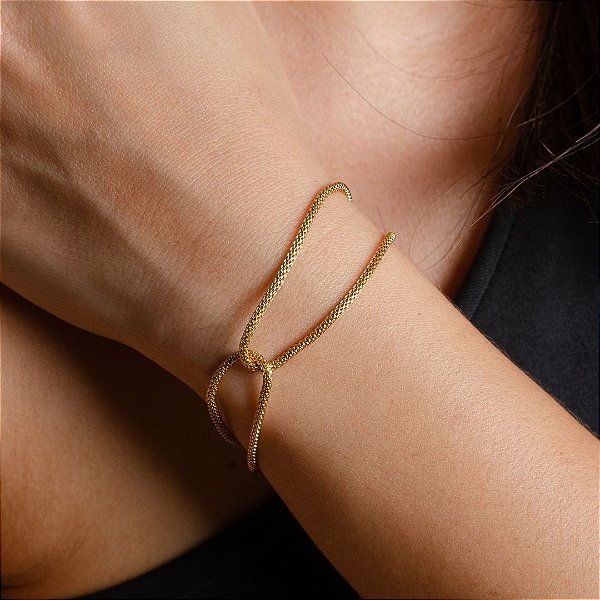 Pulseira Diamantada Laçada - Semijoias 18k - P51-13150