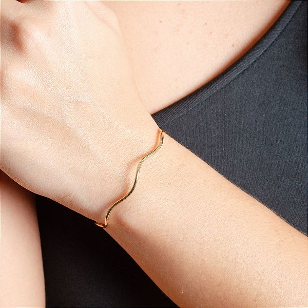 Bracelete Ajustável Ondinhas - Semijoias 18k - P77-09200