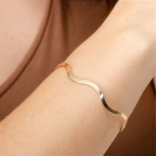 Bracelete Ajustável Ondinha - Semijoias 18k - P78-12200