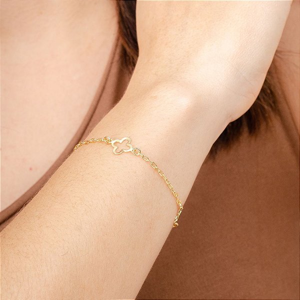 Pulseira Trevo Vazado - Semijoias 18k - P79-09130
