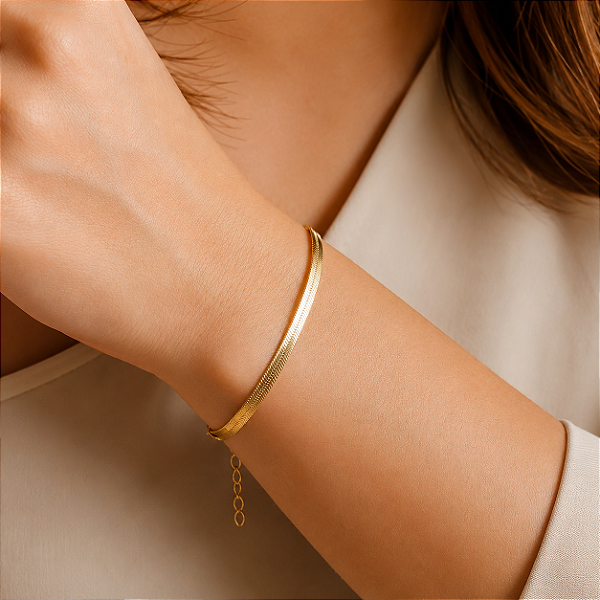Pulseira Laminada 4mm - Semijoias 18k - P84-14160