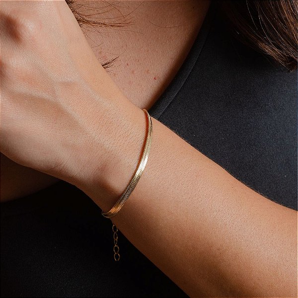 Pulseira Laminada 4mm - Semijoias 18k - P84-14160
