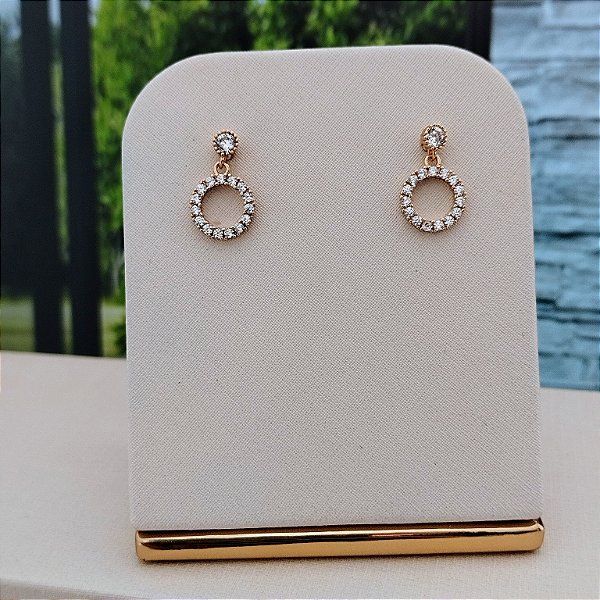 Brinco Pêndulo Com Zircônias -Semijoia 18k - B378-0696