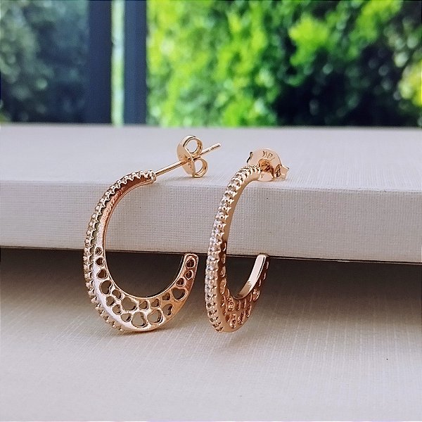 Argola Oval Cravejada - Semijoia 18k - B348-11140