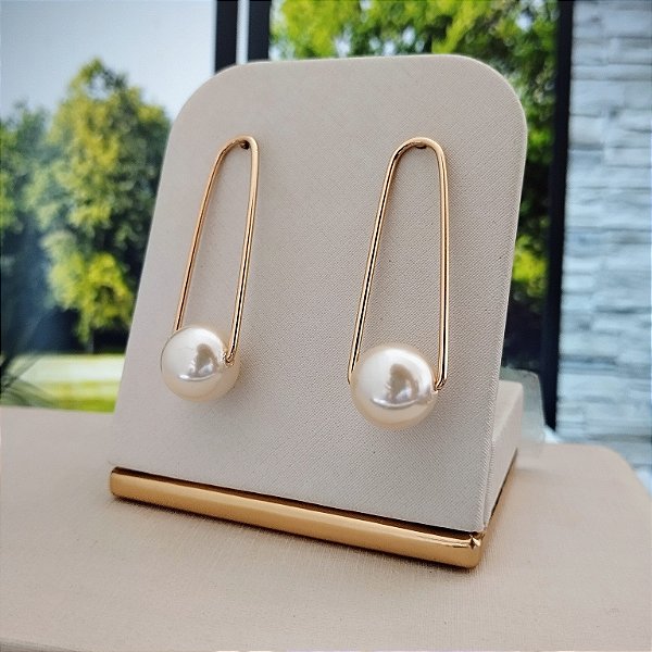 Brinco Feminino Com Pérola - Semijoia 18k - B354-13140