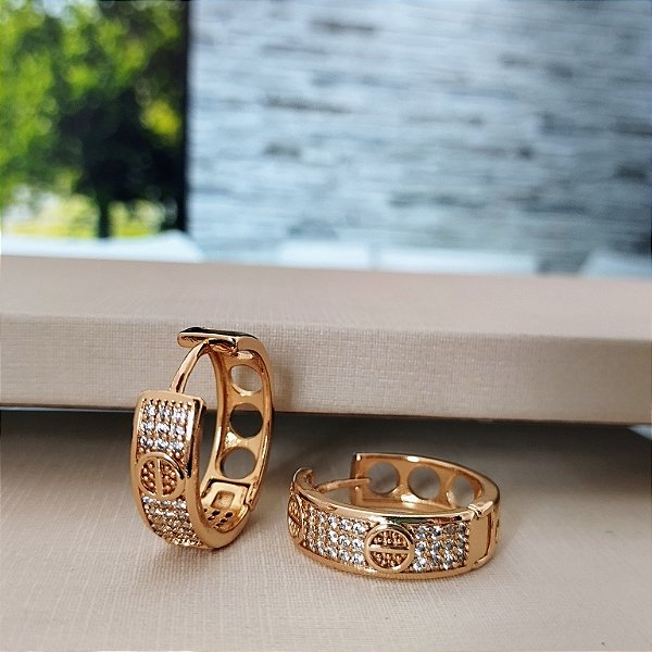 Argola Cravejada  - Semijoia 18k -B321-18226