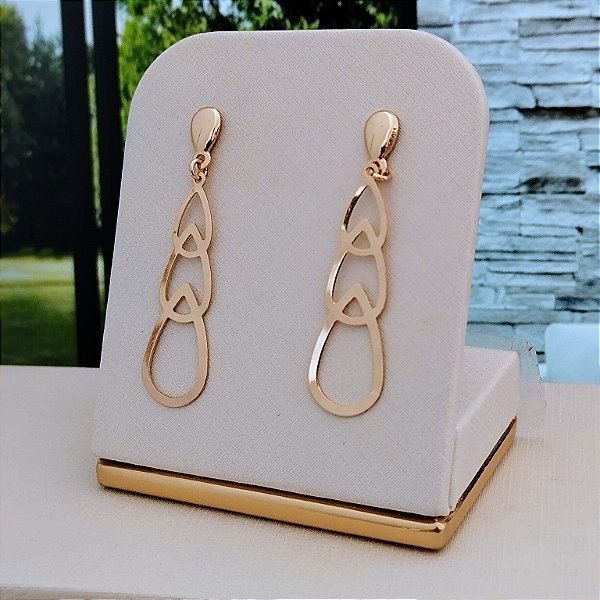 Brinco Pêndulo Gotas - Semijoia 18k - B387-06120