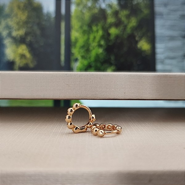 Brinco Argola Bolinhas -Semijoia 18k- B391-0364