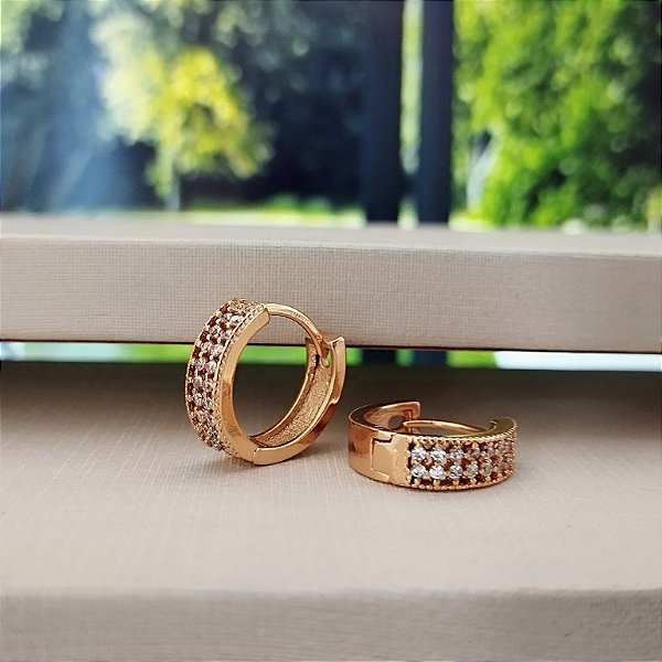 Argola Cravejada - 15mm - Semijoia 18k - B413-12140