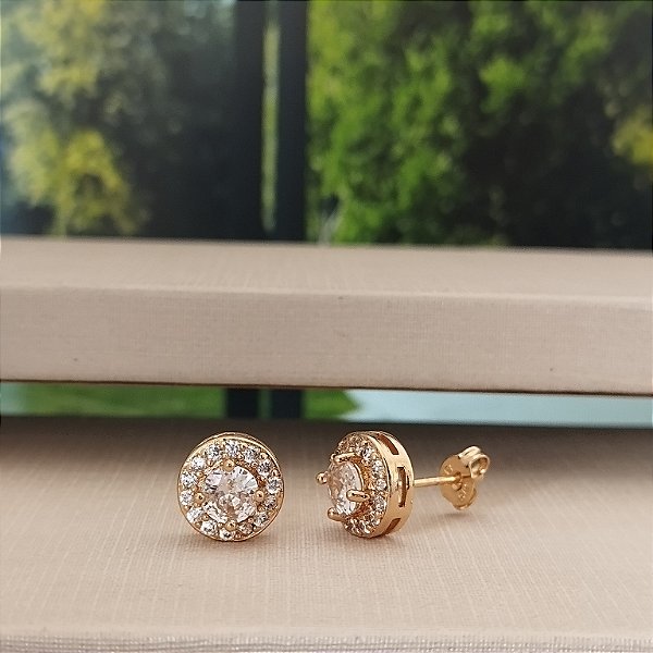 Brinco Cravejado Com Zircônia -  Semijoias 18k -B439-13130