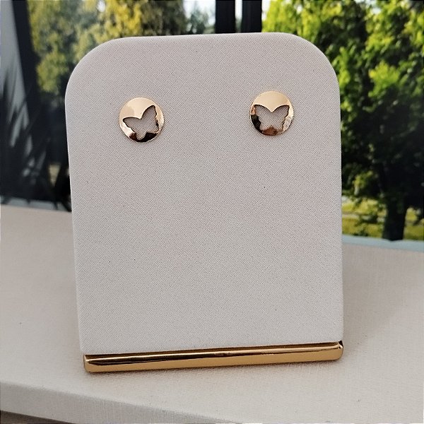 Brinco Redondo Com Borboleta Vazada - Semijoia 18k - B456-0356