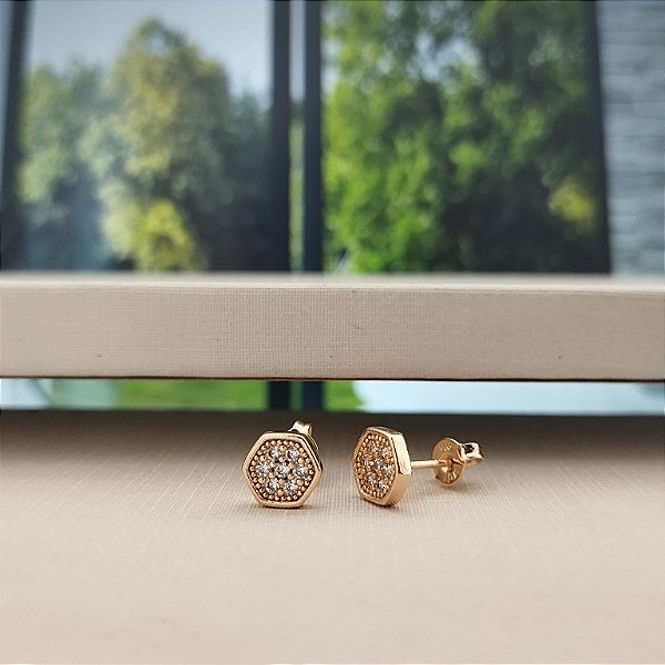 Brinco Cravejado - Semijoia 18k - B459-0576