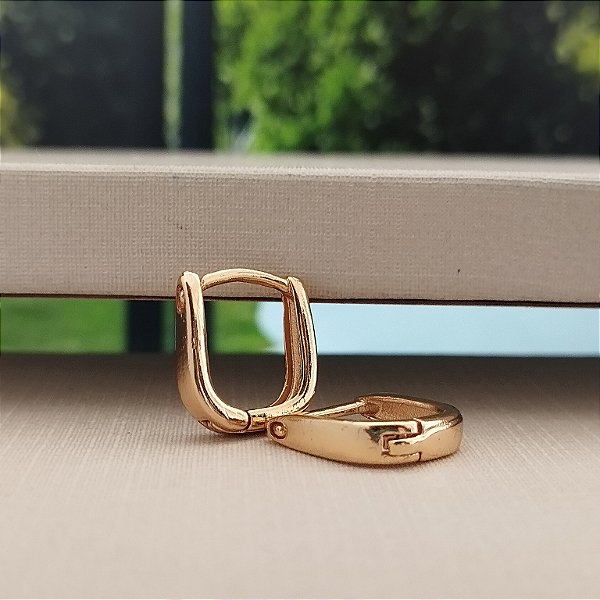 Argola Quadrada Lisa - 12mm - Semijoia 18k -B476-0484