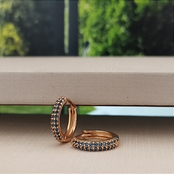 Argola Com Zircônia Azul - Semijoia 18k - B479-08120