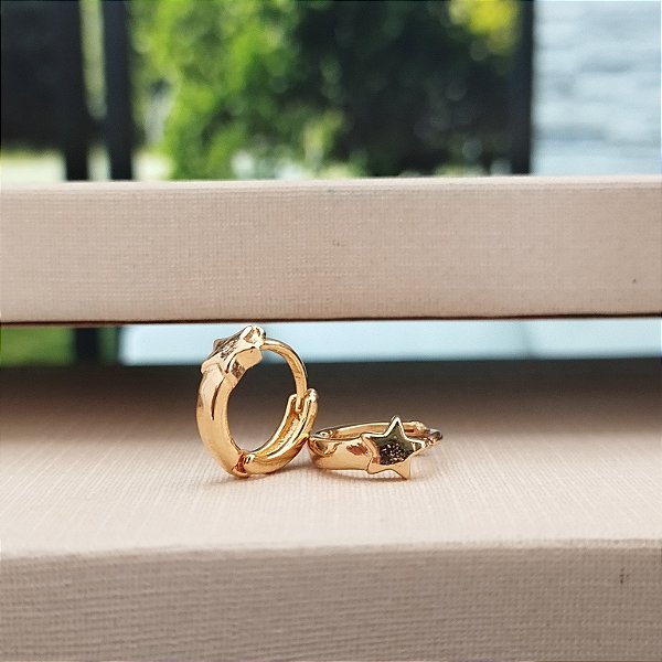 Argola Com Estrelinha - Semijoia 18k - B485-0376